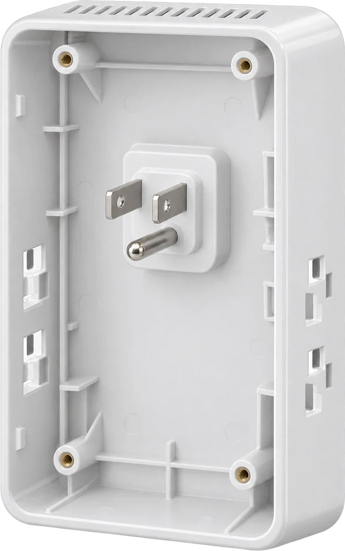 SipWatt surge protector — rear view showing the grounded 3-prong plug